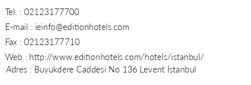 The Edition Hotel telefon numaralar, faks, e-mail, posta adresi ve iletiim bilgileri